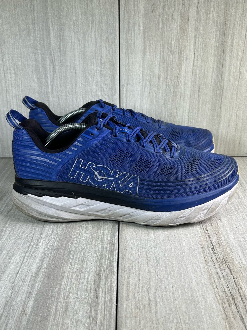 Hoka One One Bondi 6 Wide Blue Running Athletic Sneaker Shoe Mens Size 11.5 2E